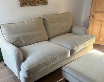 Pair Of Country Living Collection Arundel 2 Piece Sofas In Beige With Matching Footstool