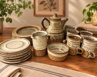 Vintage Tremar Cornish Pottery 1970s 18 piece coffee set