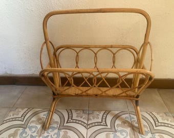 Retro Italienischer Bambus Vintage Zeitungsständer