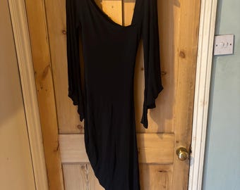 Alexander McQueen asymmetrical black fine knit 1990s style dress