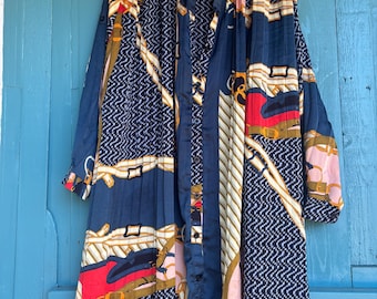 Neues Vintage 1990s style Schal Print Shirt Kleid