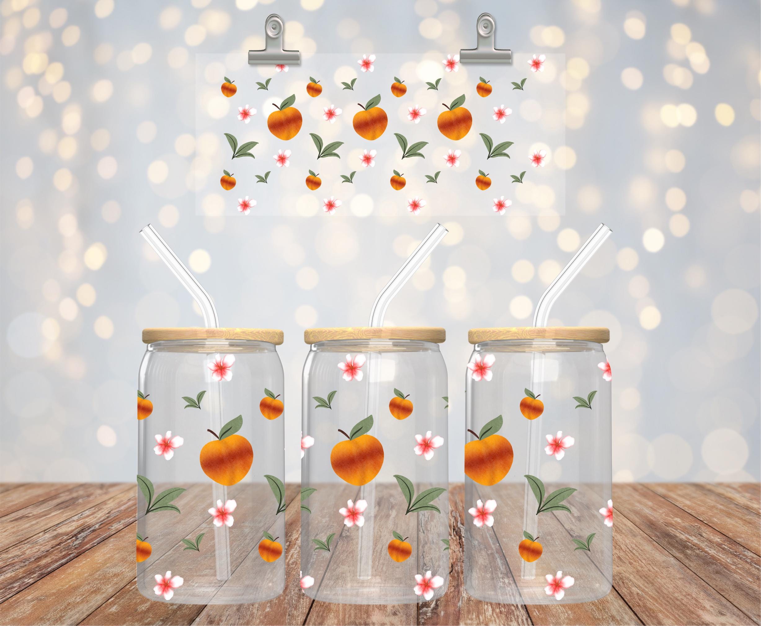 Peachy Picnic Blooms Can Wrap | 16oz Digital Download | Hand-drawn