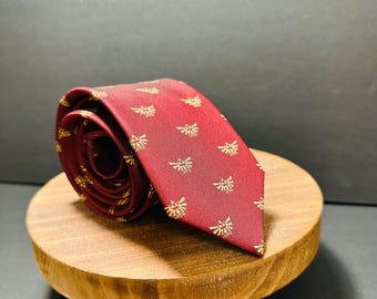 Triforce Inspired Necktie, Burgundy Necktie with Golden Crest,Geek Wedding Tie,Fantasy Gamer Gift.