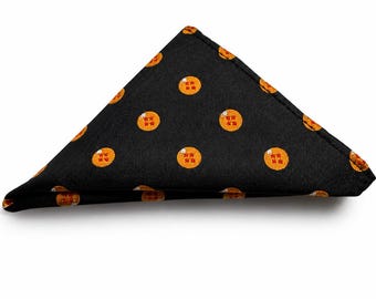 Yellow Star Orb Pocket Square, Black Handkerchief for Suit, Fantasy Inspired Pocket Square, Wedding Accessory, Gift for Him