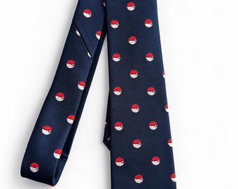 Corbata azul marino, roja y blanca, corbata bordada inspirada en videojuegos, regalo geek para él