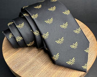 Black Triforce Tie: Gold Geek Culture Emblem