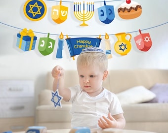 Chanukah Party Wall Hanging Bunting Banners Excellent For School, Office Wall Banners Decoration