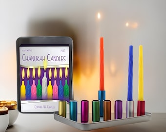 2 Pack Colorful Chanukah Candles - Standard Size Hanukkah Candles - Premium Quality Wax - Assorted Colours - 2 x 44