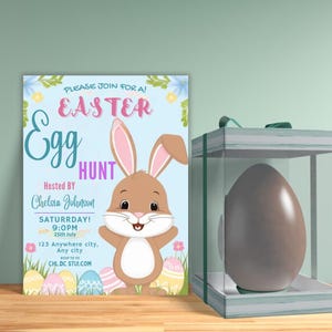 Easter Egg Hunt Invitation - Easter Egg Invite, Easter Invitation Editable, Bunny Invite, Easter Party Invitation, Easter Instant Download
