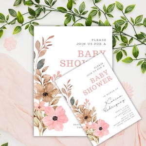 Baby in Bloom Invitation, Wildflowers Baby Shower Invitation, Wild Flower Invite, Floral Baby Brunch Invite, Purple Pink Flower Invitation
