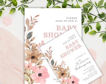 Baby in Bloom Invitation, Wildflowers Baby Shower Invitation, Wild Flower Invite, Floral Baby Brunch Invite, Purple Pink Flower Invitation
