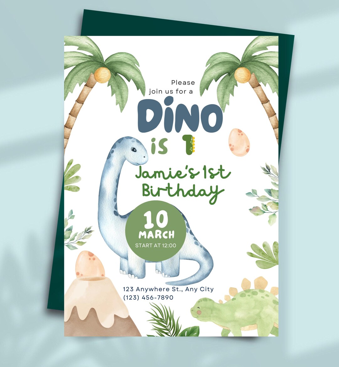 Editable Dinosaur Birthday Party Invitation Template, Editable ...
