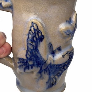 Large Wheel Thrown Ceramic Butterfly Mug with Thumb Rest Ready to Ship