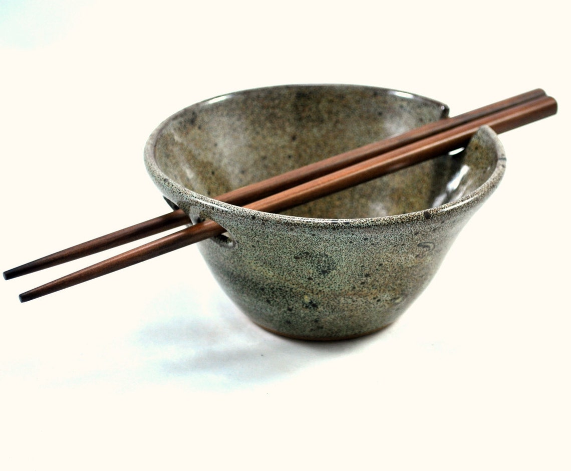 Rice Bowl with Chopstick Rest/Wheel Thrown Pottery Etsy