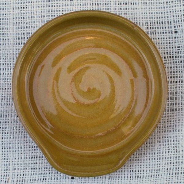 Yellow Spoon Rest/wheel Thrown Stoneware Pottery
