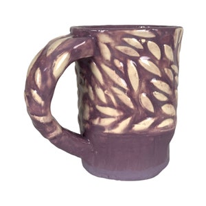 Large Handmade Purple and White Textured Ceramic Mug, Ready to Ship
