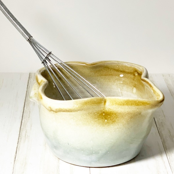 Small Batter or Mixing Bowl with Stoneware Clay Pottery Ready to Ship