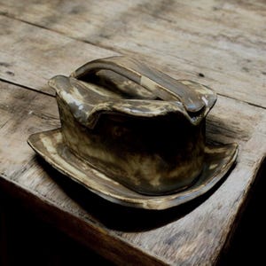 Handmade Ceramic Butter Dish, Rustic, Traditional, Ancient Look, Stoneware Clay Pottery