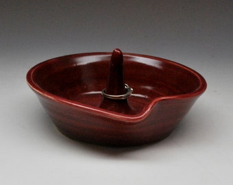 Handmade Ceramic Burgundy Ring Holder Wheel Thrown Pottery On Sale