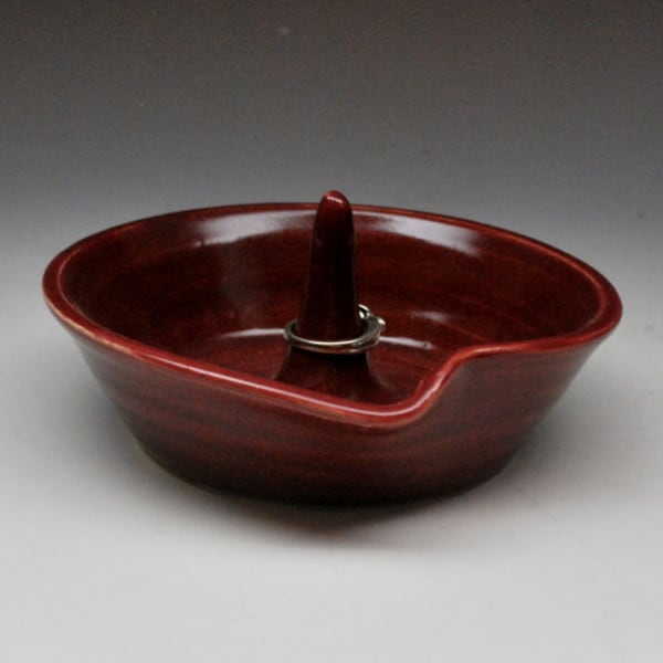 Handmade Ceramic Burgundy Ring Holder Wheel Thrown Pottery On Sale