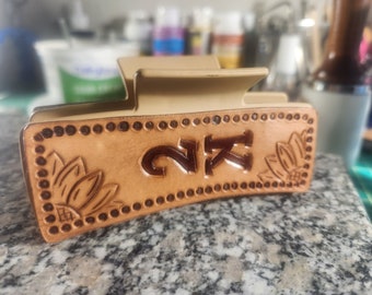 Handmade Customizable Hair Clip with Leather