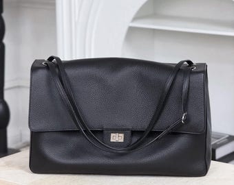 Slouchy Style Shoulder Bag, Genuine Leather Tote Bag, Everyday Handbags