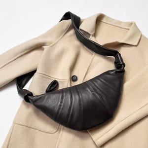 Sacs à croissants en cuir d'agneau, sacs à bandoulière croissants, sac à main unisexe
