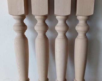 Pieds de table en bois modèle "TOURNÉ RUSTIQUE" - Lot de 4 pcs. - Différentes tailles