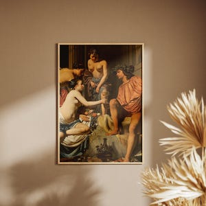 Bacchus on a Throne by Caesar van Everdingen Painting Poster | Large Wall Art Gift | Print | Renaissance | 24" x 36" |