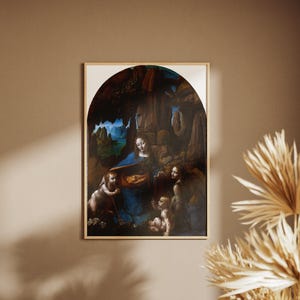 The Virgin of the Rocks by Leonardo da Vinci Painting Poster | Large Wall Art Gift | Print | Renaissance | 24&quot; x 36&quot; |