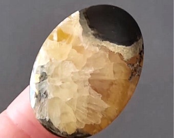 Simbircite-ammonite de haute qualité avec cabochon en pierre naturelle de pyrite argentée 35 x 24 x 5 mm, cabochon pour bijoux, pierre russe