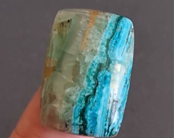 Crisocolla rara con pietra cabochon Smithsonite, 28 x 19 x 6 mm, cristallo di crisocolla naturale, pietra preziosa blu e verde, cabochon per gioielli