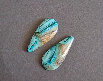 Zeldzame Chrysocolla met Smithsonite Cabochon-stenen, 29 x 13 x 4 mm, natuurlijk Chrysocolla-kristal, blauwe en groene edelsteen, cabochon voor sieraden