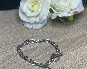 convict mesh bracelet, stainless steel toggle clasp