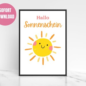 Decoración de pared sol habitación infantil sala de estar | Póster de pared sol | Tamaño A4 y A3 | Descarga instantánea | Niñas Niños |