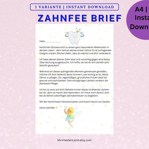 Plantilla de carta del Hada de los Dientes | Carta del Ratoncito Pérez para imprimir | Carta del Ratoncito Pérez para niñas/niños | Plantilla imprimible PDF A4 / A5 |