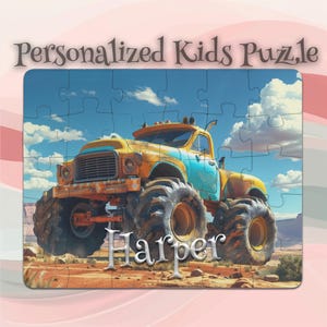 Rompecabezas de camión monstruo personalizado para niños – Piezas grandes de fácil agarre – Juguete educativo – Rompecabezas para resolver problemas – Regalo perfecto para niños