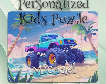 Personalized Monster Truck Puzzle for Kids – Motor Skills Booster – Developmental Gift – Personalized Keepsake Puzzle – STEM Learning Puzzle