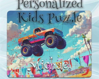 Personalized Monster Truck Puzzle for Kids – Developmental Gift – Grandchild Gift Idea – Early Learning Activity – STEM Learning Puzzle