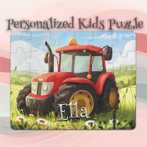 Personalized Tractor Puzzle for Kids – Cognitive Game – Early Learning Activity – Perfect Kids Gift – Custom Puzzle Design