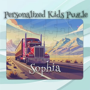 Personalized Semi-Truck Puzzle for Kids – Interactive Puzzle – STEM Learning Puzzle – Inspires Imagination – Easy-Grip Large Pieces