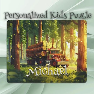 Personalized Logging Truck Puzzle for Kids – Personalized Keepsake Puzzle – Developmental Gift – Cognitive Game – Inspires Imagination