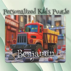 Personalized Vintage Dump Truck Puzzle for Kids – Grandchild Gift Idea – Motor Skills Booster – Perfect Kids Gift – Learning Made Fun