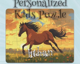 Gepersonaliseerde paardenpuzzel voor kinderen – motorische booster – cadeau-idee kleinkind – cognitief spel – puzzelontwerp op maat – leren is leuk
