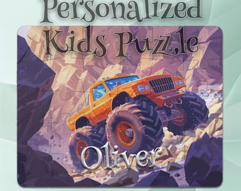 Personalized Monster Truck Puzzle for Kids – Cognitive Game – Easy-Grip Large Pieces – Ideal Gift for Boys & Girls – Developmental Gift