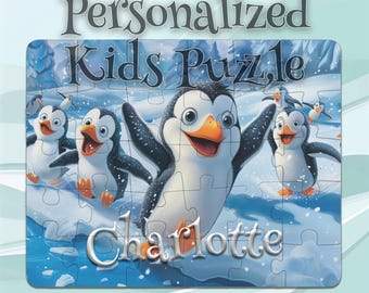 Personalized Penguin Puzzle for Kids – Early Learning Activity – Custom Puzzle Design – Toddler-Friendly Toy – Cognitive Game