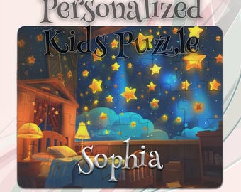 Personalized Starry Night Puzzle for Kids – Cognitive Game – Easy-Grip Large Pieces – Preschool Learning – Problem-Solving Puzzle
