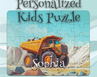 Spersonalizowana wywrotka Puzzle dla dzieci – Zabawka przyjazna dla maluchów – Pomysł na prezent dla wnuka – Interaktywna układanka – Edukacyjna zabawka-puzzle