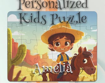 Personalized Cowboy Puzzle for Kids – Ideal Gift for Boys & Girls – Perfect Kids Gift – Custom Puzzle Design – Interactive Puzzle
