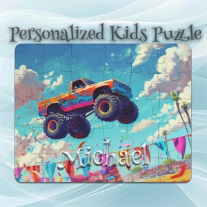 Rompecabezas de camión monstruo personalizado para niños: regalo para el desarrollo infantil, idea de regalo para nietos, actividad de aprendizaje temprano, rompecabezas de aprendizaje STEM